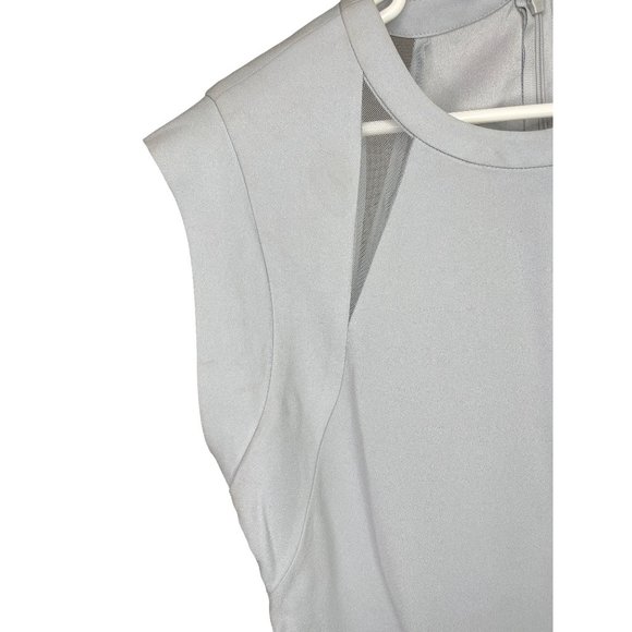 BCBG ALYCIA Cocktail Dress Sheer Cut Out Mini Smoke Gray NWT 6 - Picture 10 of 11